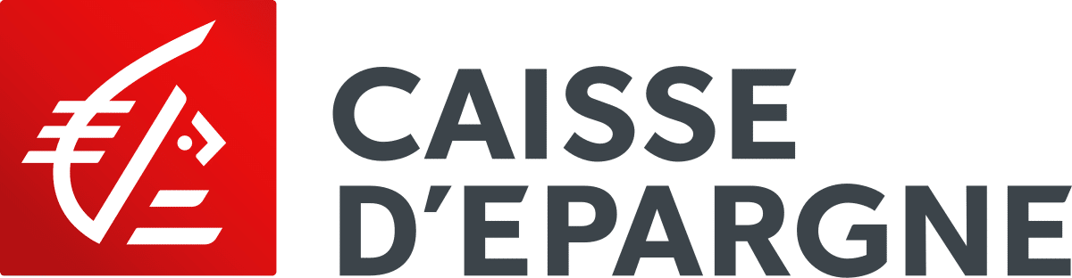 Caisse d'Épargne : Logo officiel et identité visuelle Logo de la Caisse d'Épargne : emblème stylisé de cheval blanc sur fond rouge à gauche, et texte « CAISSE D'ÉPARGNE » en gris foncé à droite.