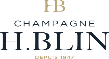 Champagne H. Blin : Un héritage depuis 1947 Logo Champagne H.BLIN : initiales HB dorées, texte "CHAMPAGNE H.BLIN" bleu marine, et mention "DEPUIS 1947".